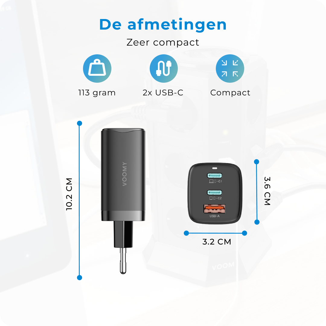 USB c snellader iphoneVoomy Charge M20 Afmeting