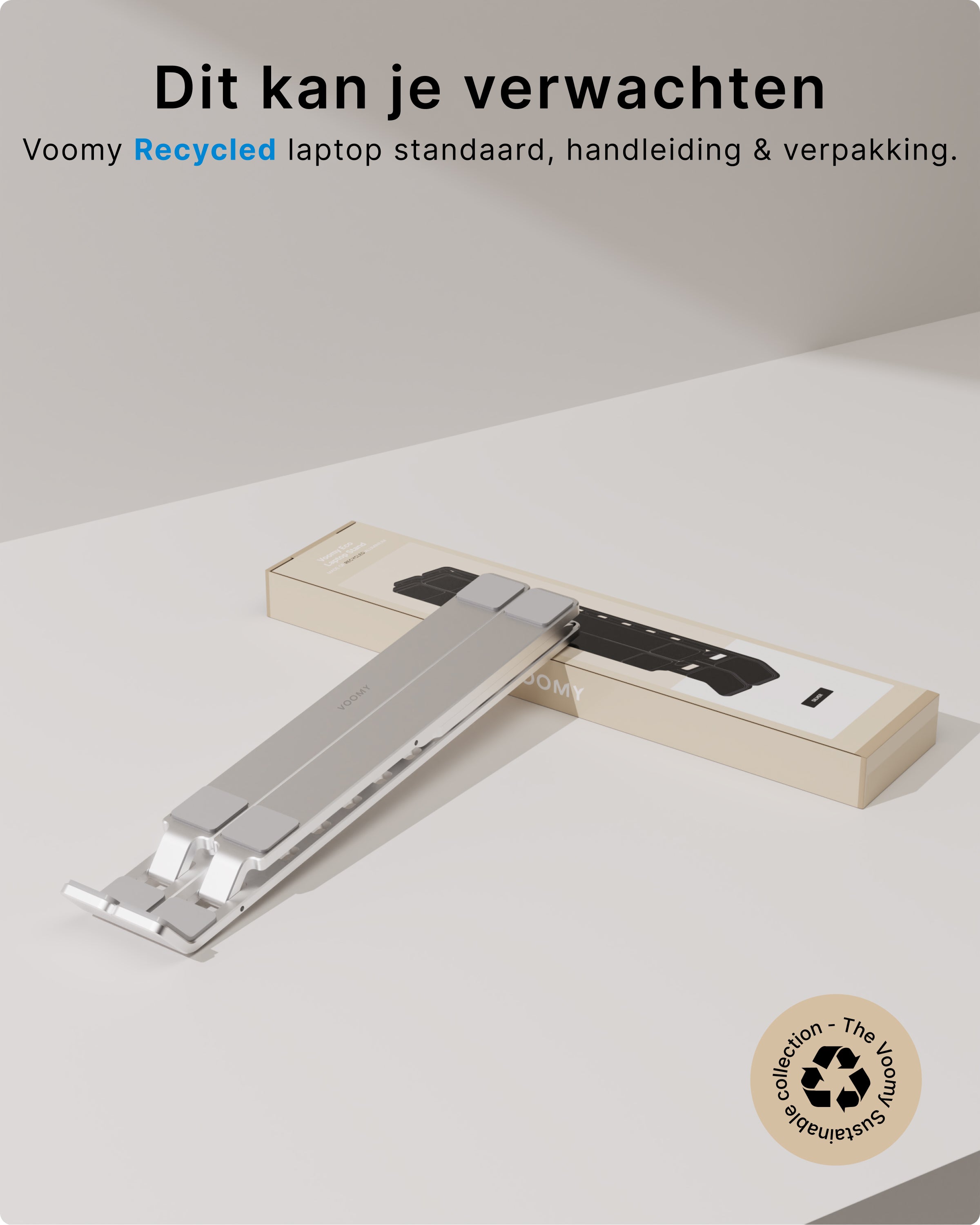 Voomy ECO T5 - Laptop Standaard - Recycled Aluminium - Zilver