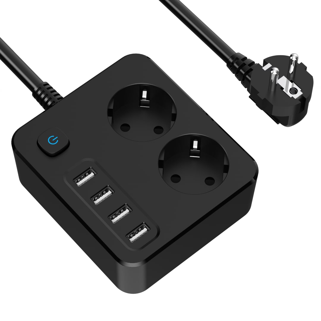 Voomy Power S2 - Stekkerdoos - 4 USB-A & 2 EU - Zwart
