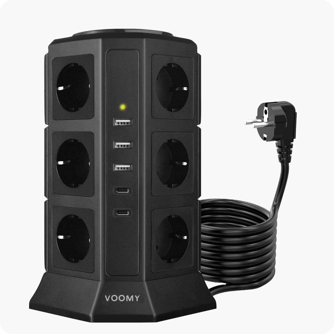 Voomy Power S12C - Toren Stekkerdoos 3 USB-A, 2 USB-C & 12 EU