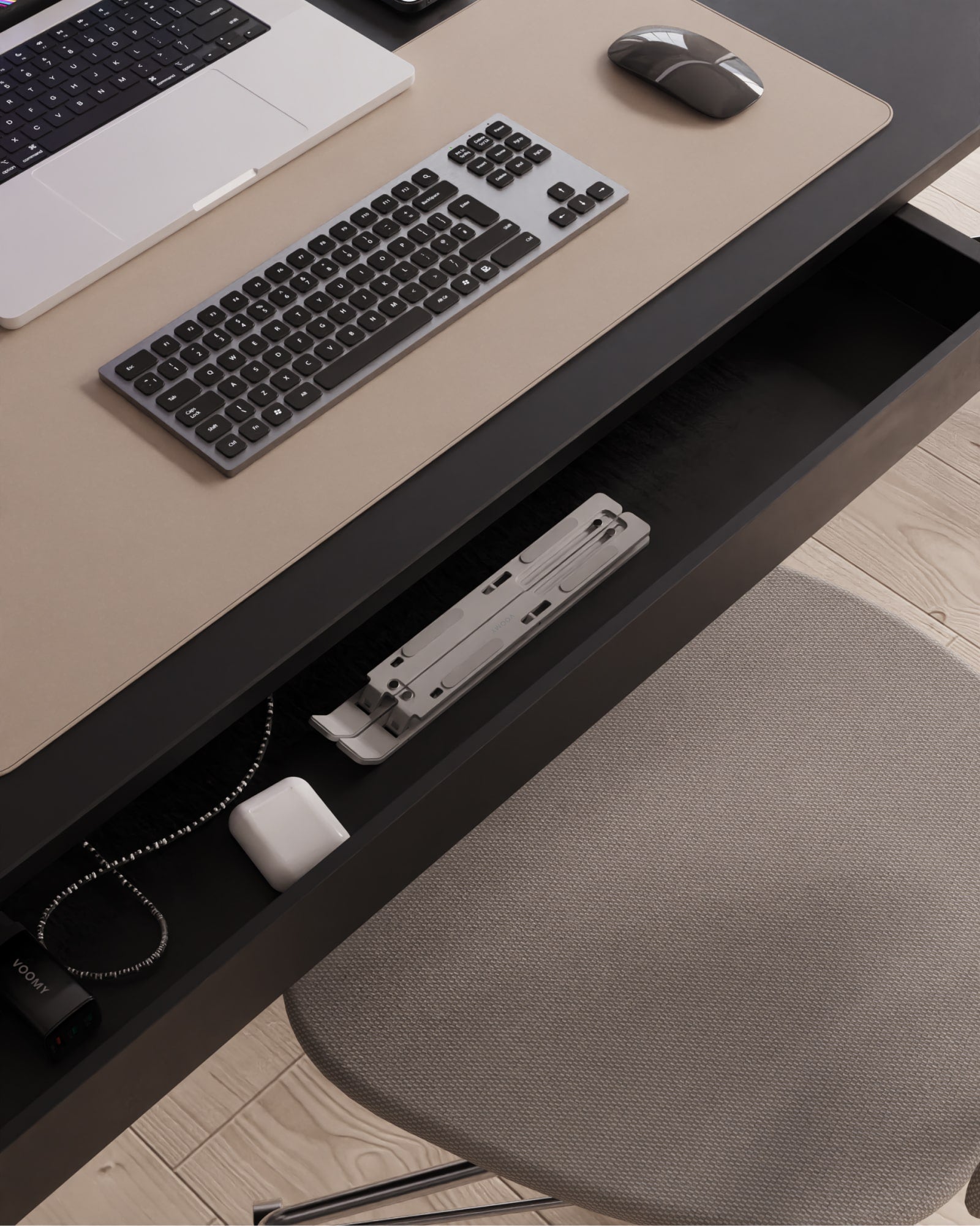 Voomy Office T3 - Laptop Standaard Verstelbaar - Ergonomisch - Aluminium Zilver